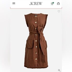J. Crew Chocolate Brown linen Button-Front Mini Dress